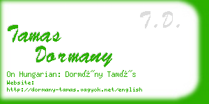 tamas dormany business card